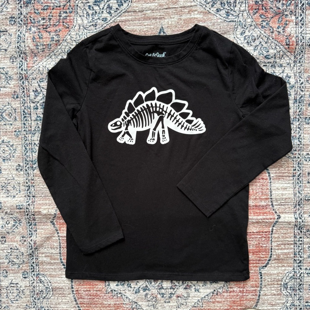 CAT & JACK Boys Black Dinosaur Long Sleeve Tee Shirt